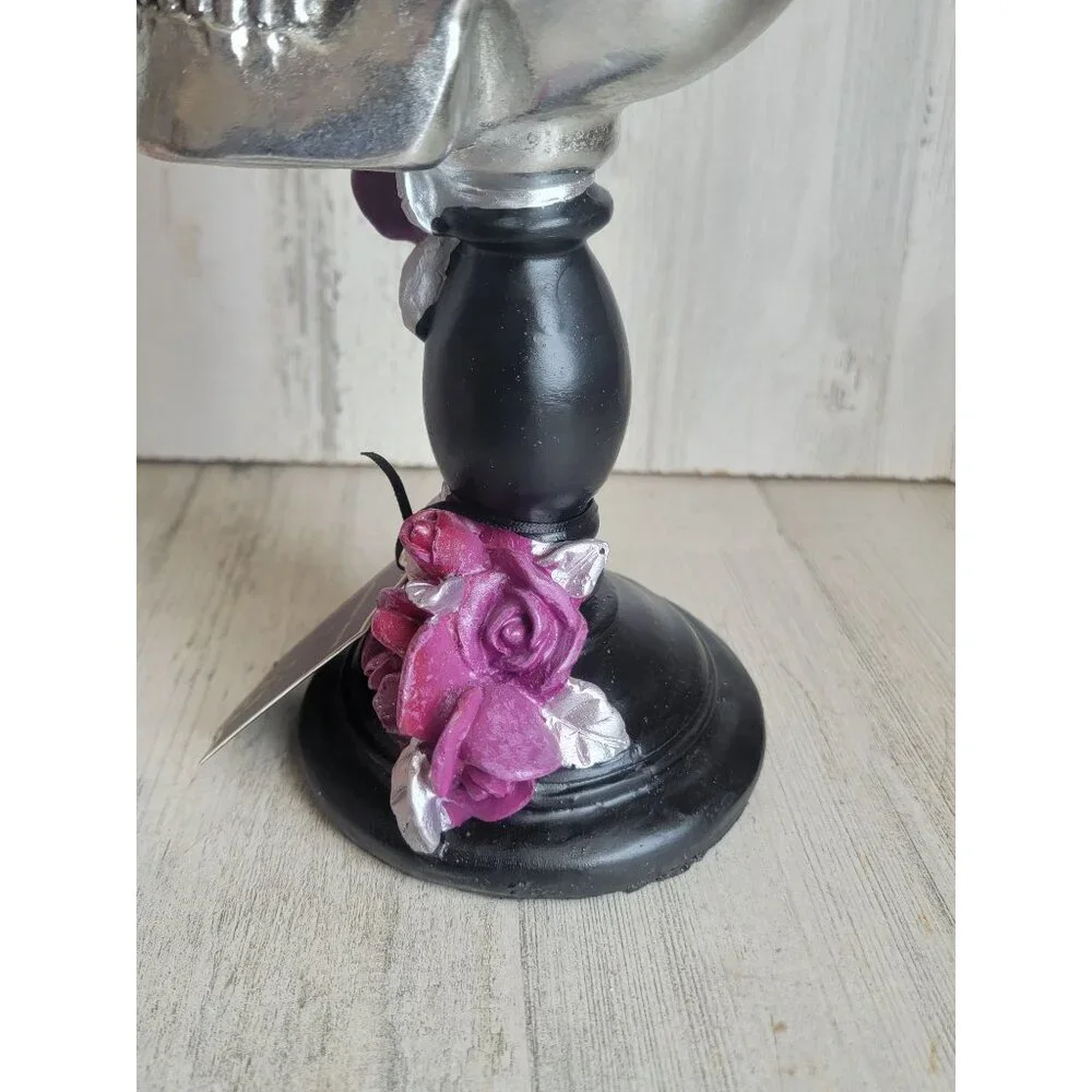 Moonlight Manor unique skull purple pink butterfly glitter‎ Rose Halloween